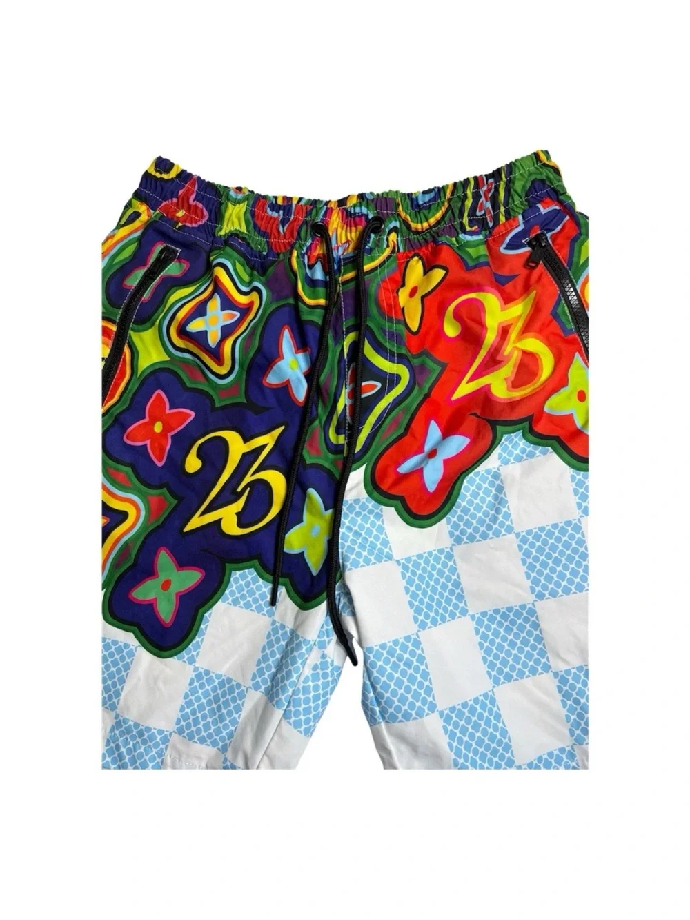 Two Thr33 Originals Mens Large Swim Shorts Abstract Pattern Drawstring 7.5